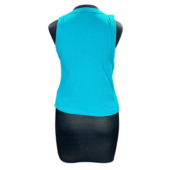 Old Navy Womens Turquoise Sleeveless Ribbed Tank Top L - Picture 3 of 9